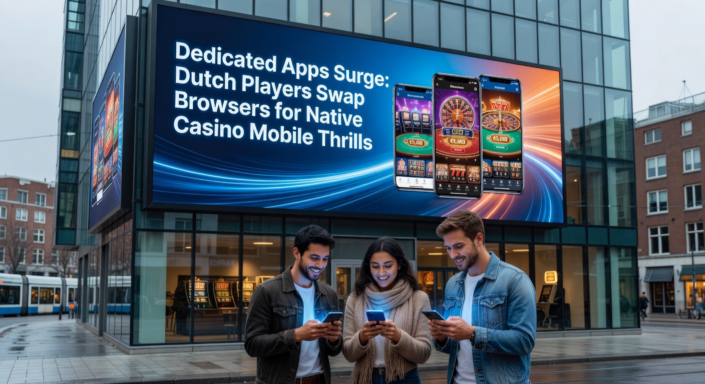 Smartphone met open casino-app, Nederlandse speler geniet van native mobiele ervaring met slots en live games