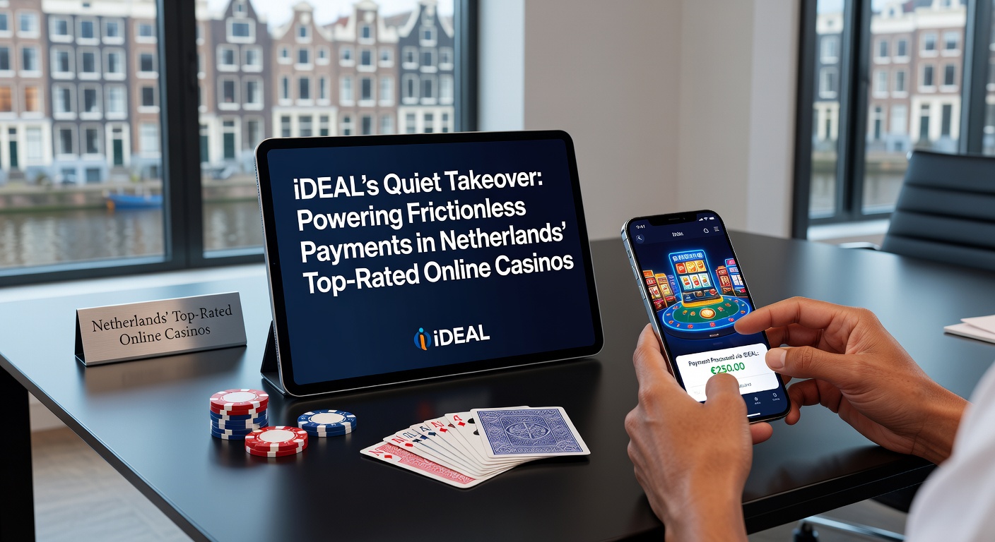 Grafiek met groeicijfers van iDEAL-transacties in Nederlandse online casino's, met opwaartse trendlijn en casino-logo's