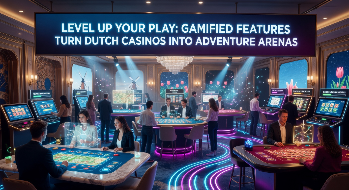Speler die levels opspant in een gamified casino-interface met badges en missies op een mobiel scherm