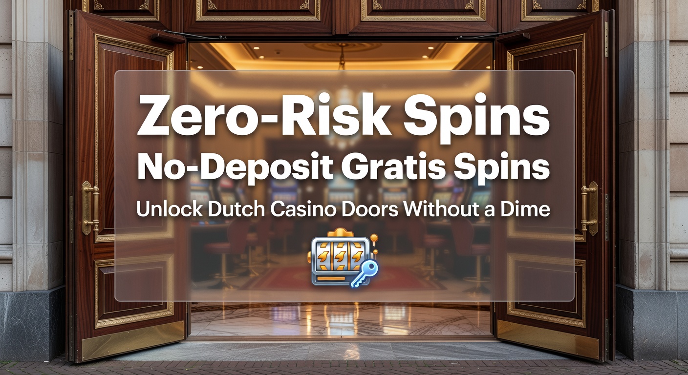 Promotiebeeld van no-deposit gratis spins bij een Nederlands online casino met kleurrijke gokkast en bonusicoon